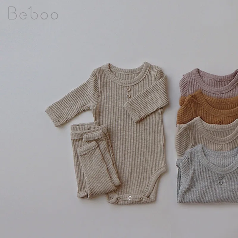 

Spring And Autumn New Baby Clothes Sets Girls Long Sleeve Elastic Creeping Suit Newborn Korean Solid Color Jumpsuit Pants Suits