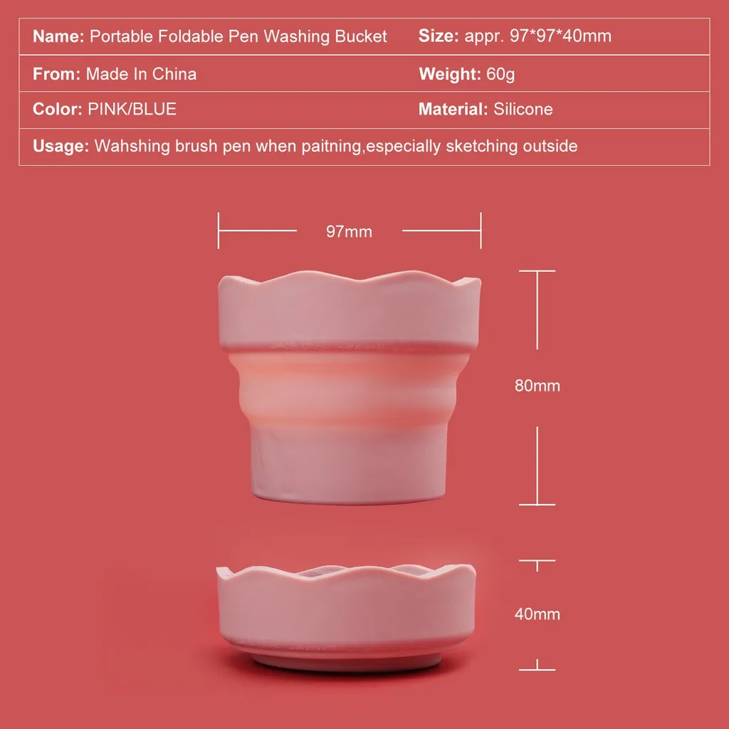 Silicone Folding Mini Bucket for Washing Painting Brush Watercolor Drawing Tools Paint Pallette