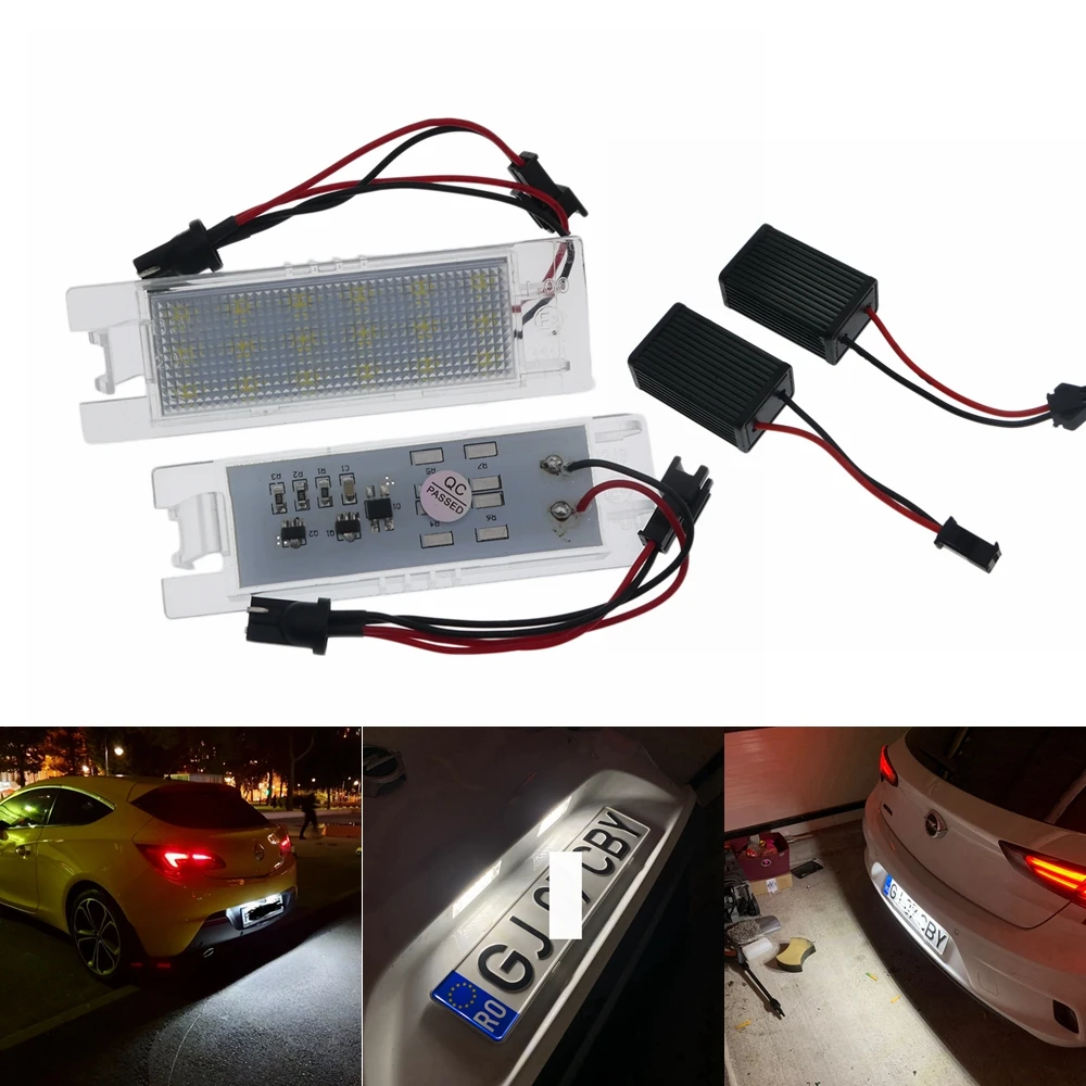 2 шт. Canbus 18LED освесветильник номерного знака Лампы для Opel Astra K J H Corsa D E C Meriva A B Zafira