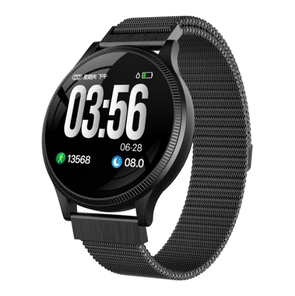

1.22" Display Color Screen Wristband Smart Watch Bracelet MK08 Stainless Strap Heart Rate Blood Preesure Monitoring Passometer