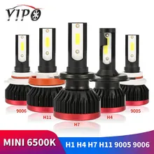 2 шт. H7 led H11 H4 фар H1 H3 9005 HB3 9006 HB4 фар лампада 12V cob led h11 светодиодные фонари стайлинга автомобилей 72W фары для 6500K MINI