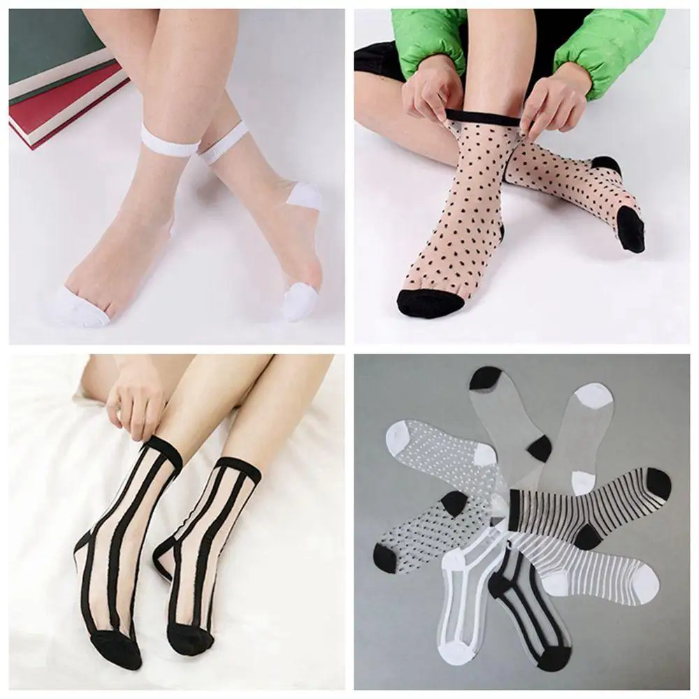 

Hot Sexy Lace Mesh Fishnet Socks Mixed Fiber Transparent Stretch Elasticity Ankle Net Yarn Thin Women Cool Socks