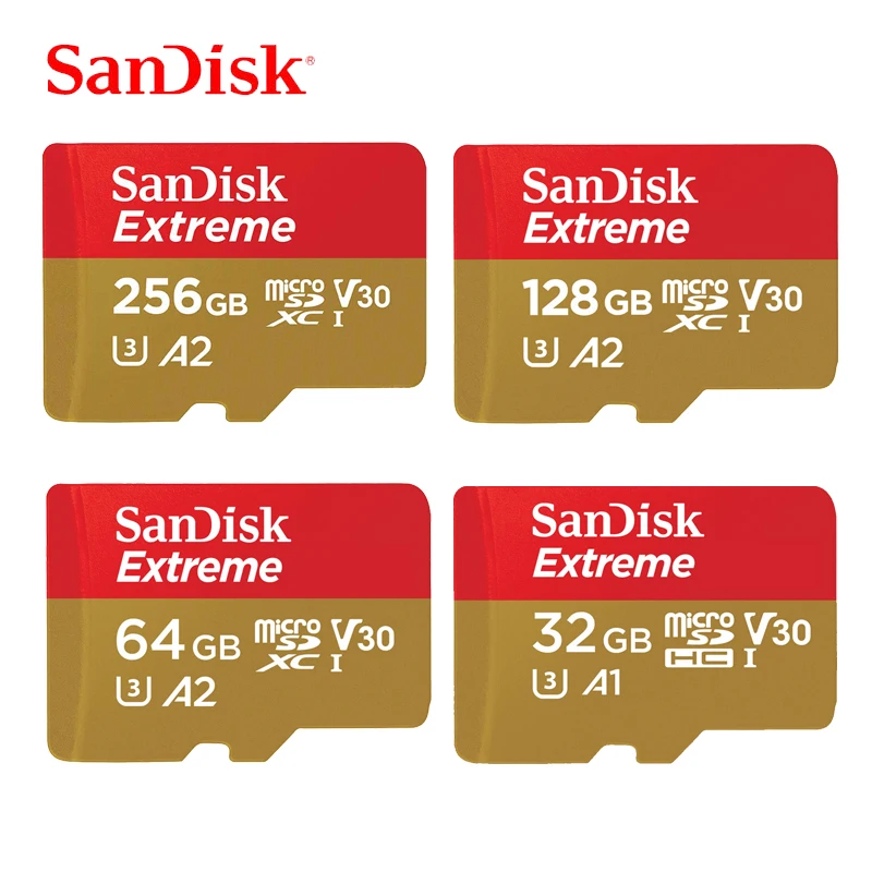 SanDisk Memory Card Extreme micro SD Card 4K UHD UHS I C10 U3 V30 A2 microSDHC 32GB microSDXC Flash 64GB 128GB 256GB TF Card|بطاقات Micro SD| - AliExpress