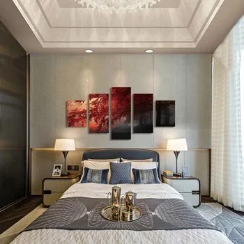 

HD Red Maple Tree Canvas Oil Painting Red Maple Landscape Posters and Prints Home Living Room Wall Art Decoration Pictures
