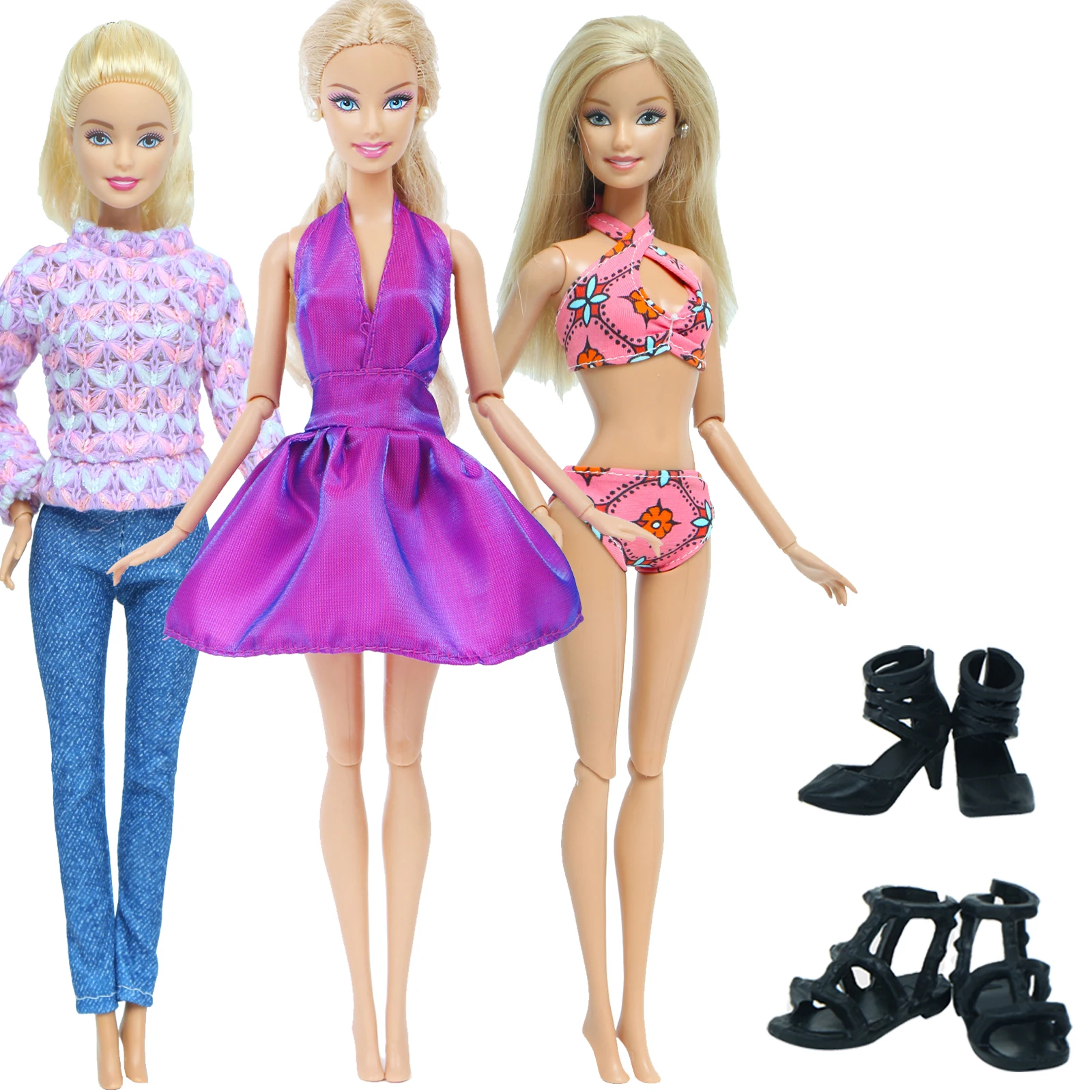 Barbie Style Flats to Heels Barbie Striped Skirt Outfit Fashion ONLY NO DOLL 