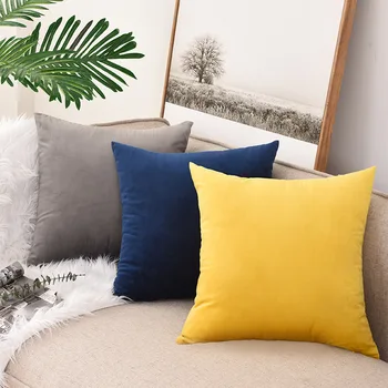 

Cheap Modern Bedroom Pillow Case Pink Nordic Plain Velvet Pillowcase Rectangular Decorative 40x40cm