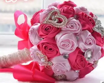 Бургундия брошь букет цвета слоновой кости букеты невесты de mariage искусственные хрустальные свадебные цветы buque de noiva - Цвет: 6
