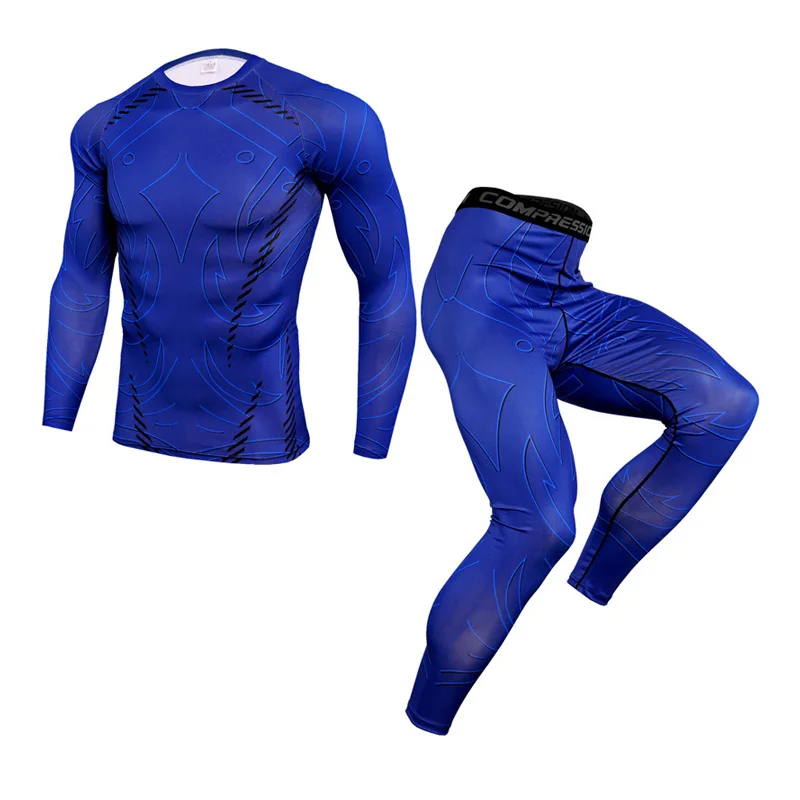 

Men's outdoor fitness sports suit men's quick-drying Rashgard MMA basketball stretch running fitness clothes 2020 new two-piece