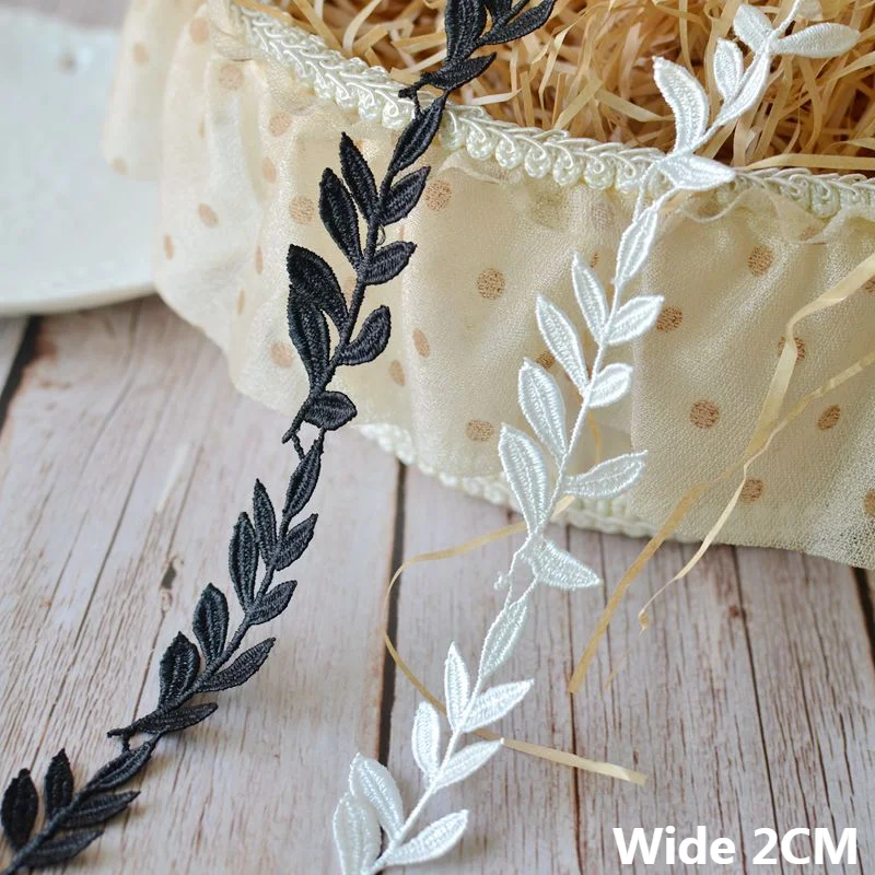 3d Leaves Water Soluble Embroidered Ribbon Lace Collar Trim Clothing Curtains DIY Handmade Sewing Material 2CM Wide lace ribbon lace sewing accessories lace sewing supplies lace accessories lace garment accessories clothing accessories lace decoration clothing craft accessories