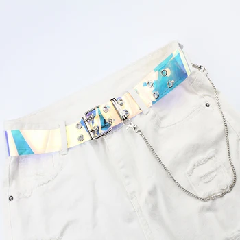 

Fashion PVC transparent clear belt plus size waist punk belts for women plastic white cinturon mujer neon color pants chain 2020