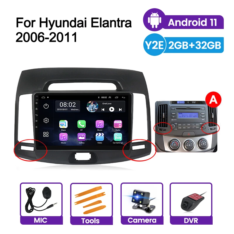 GPS Autoradio 9&ampquot HD Touch Screen For Hyundai Elantra 2006 2007 2008 2009 2010 2011 Car Multimedia Navigation DVR OBD Carplay |