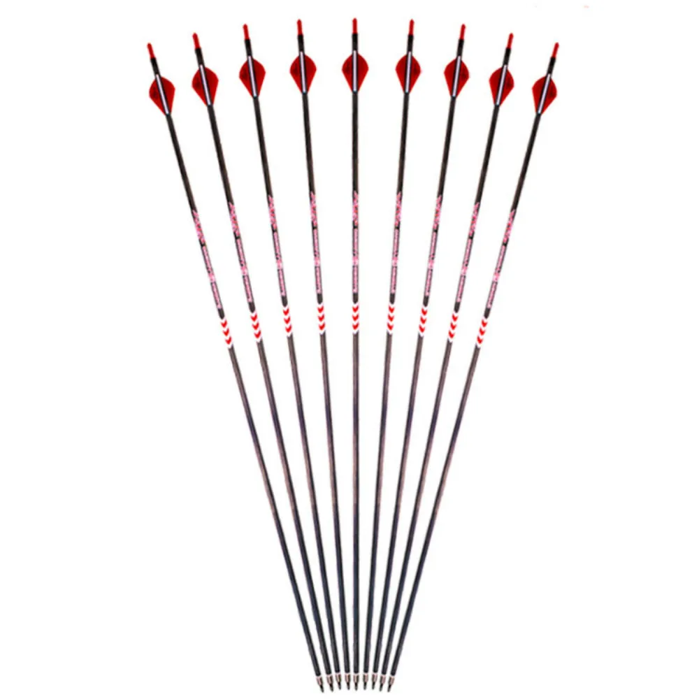 3/6/12pcs Pure Carbon Arrow Spine 400 500 600 Shaft ID 6.2mm with 2Red1White | Спорт и развлечения