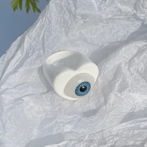 Korean Colorful Fashion Resin Fruit Ring Acrylic Geometric Round Rings for Women Beach Party Wedding Jewelry Anillos