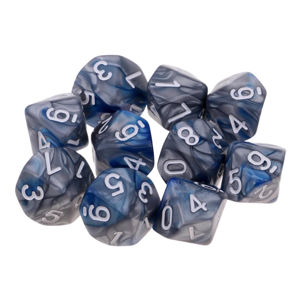 10Pcs Ancient Multi sided dice set of 10 D10 Dungeons D&D RPG Dice Set 10 Sided for Birthday Parties Board Game