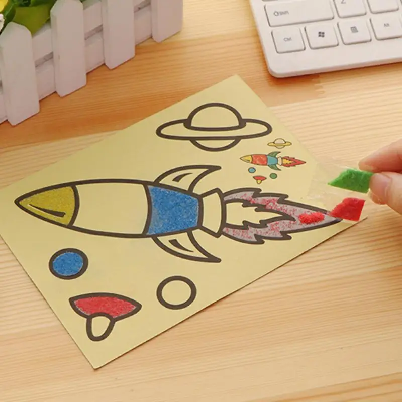 2/10/20pcs/set Children's Fun Creative Cartoon Sand Painting Early Educational Toys With Colored Sand For Baby And Student Toys