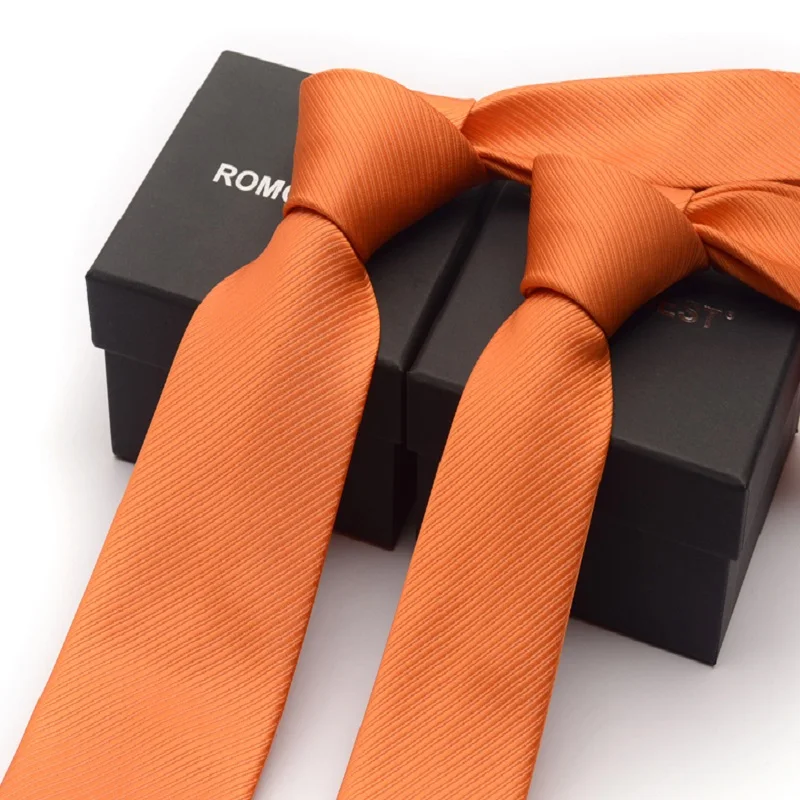

2024 Brand New Men's High Quality Fashion 6CM 8CM Twill Orange Necktie Romantic Wedding Groom Neck Tie for Men with Gift Box