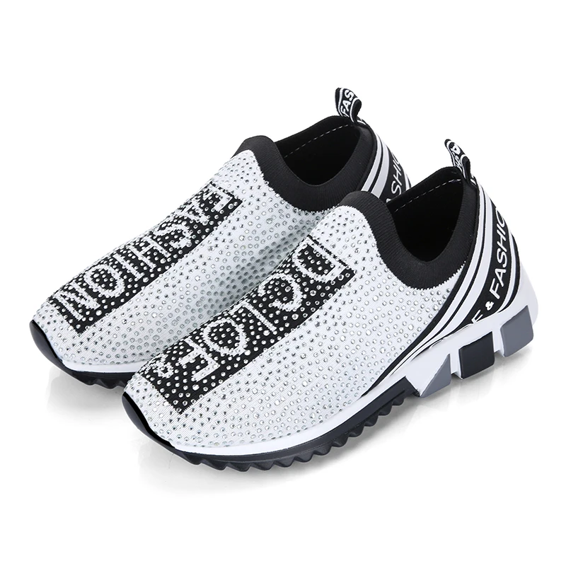 Women Shoe Sock Sneaker Slip On Letters-Design Breathable Fashion Popular Multicolor