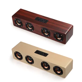 

Wooden Wireless Bluetooth Soundbar HiFi Stereo Subwoofer Bluetooth Bookshelf Speakers Wood 4 Loudspeaker Handsfree TF Card EY235