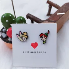 EUPNHY, 1 пара, Питер Пэн, Венди, Динь-Динь, асимметричные милые серьги для женщин, девушек, гипоаллергенные серьги, ювелирное изделие