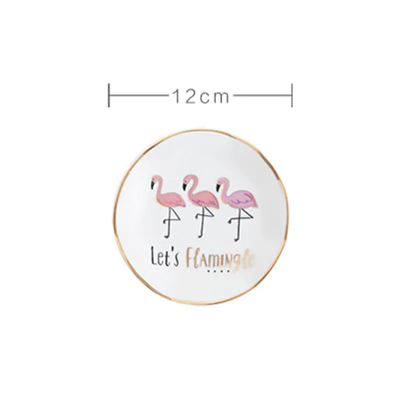 Flamingo Маленькая ручная керамическая тарелка с фламинго, КАКТУСОМ, ананасом, тарелкой, декоративное украшение, брелок, тарелка, ожерелье для хранения, туалетный столик, лоток - Цвет: Flamingo