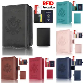 

New Fashion Leather Travel Wallet Unisex Multi Passport Boarding Pass Ticket Currency Credit Cards Holders Simple Print Wallets