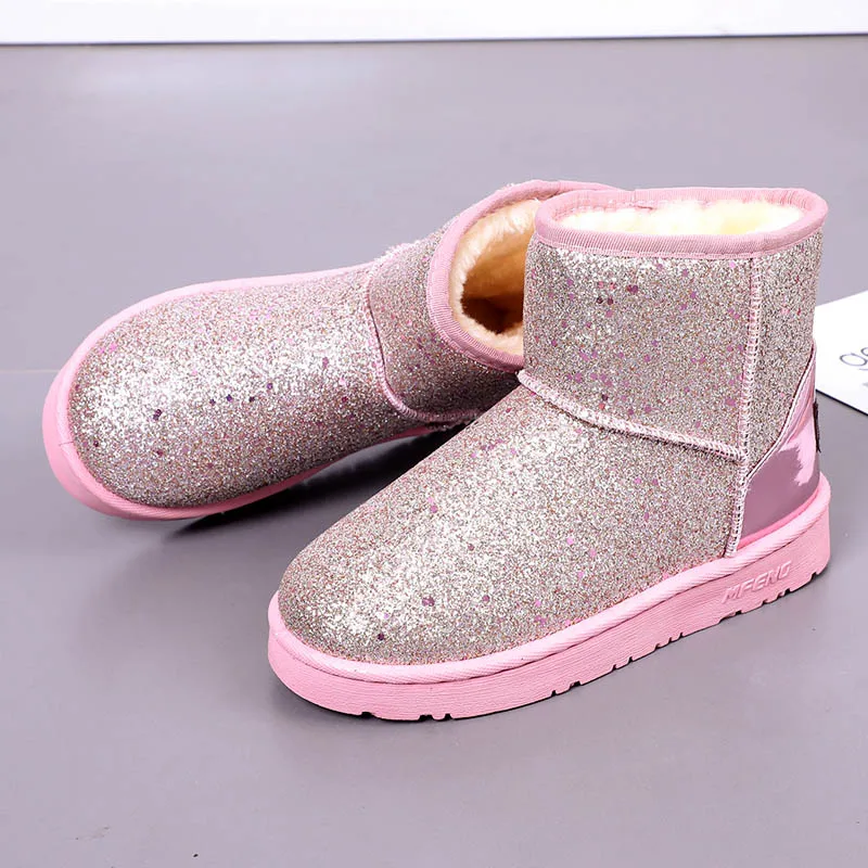 pink Женские зимние ботинки; теплые зимние ботинки; женские зимние ботильоны с круглым носком; женская зимняя обувь на платформе; женские ботильоны;обувь женская сапоги женские сапоги женские зимние - Цвет: pink
