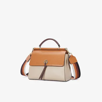 

Genuine Leather Women Bag Leather Women's Bag Spring New Top Leather Double Side Handbag Single Shoulder Messenger Bag Women