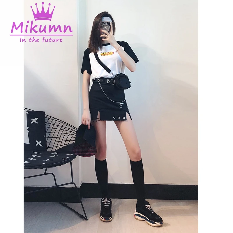 Harajuku Gothic Black High Waist Splits Punk Mini Short Skirt