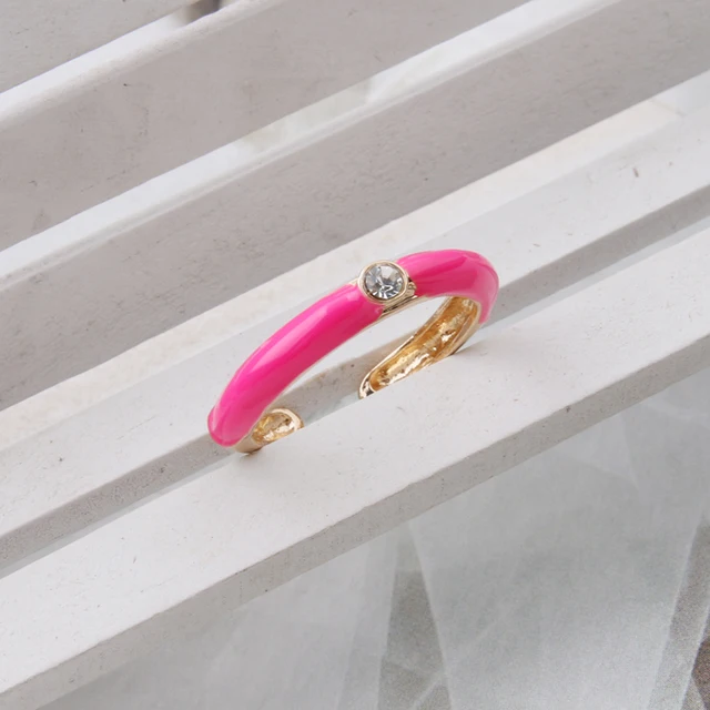 NeeFuWoFu Y2K Multicolor Enamel Dripping Oil Open Ring For Women, Adjustable  Gold Plated Chunky Finger Rings Party Jewelry Gold