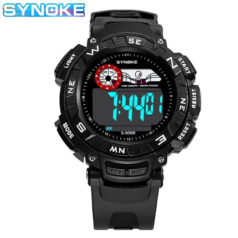 SYNOKE часы цифровые спортивные мужские часы с будильником срок службы 30 м Водонепроницаемые Универсальные часы с таймером relojes digitales para hombre