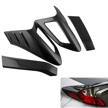 

4pcs Set Car Carbon Fiber Look Rear Tail Light Protector Cover Trim Car Exterior Lamp Hoods For Toyota C-HR CHR