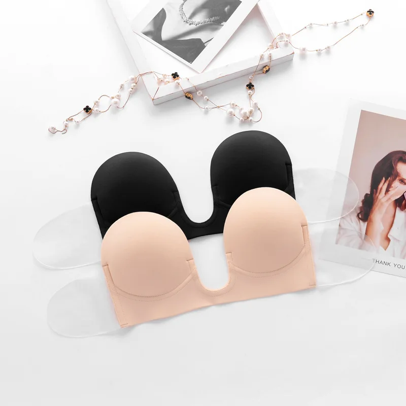 Силиконовый бюстгальтер без бретелек пуш ап Бюстгальтеры на косточках