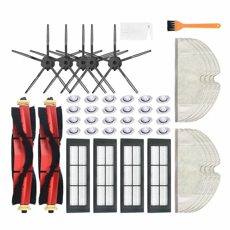 

45Pcs Roborock Vacuum Cleaner Replacement Pack of 5 Arm Side Brushes 4 Filters 2 Main Brushes 8 Rags 24 Water Cores 2 Brush