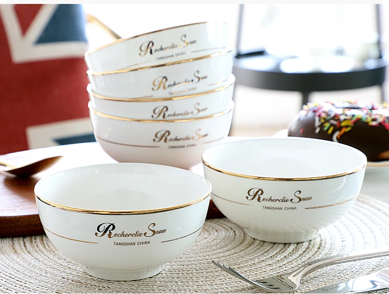 6pcs/set, 4.5 Inch, Real Bone China Rice Bowl, Ceramic Korean Cuisine