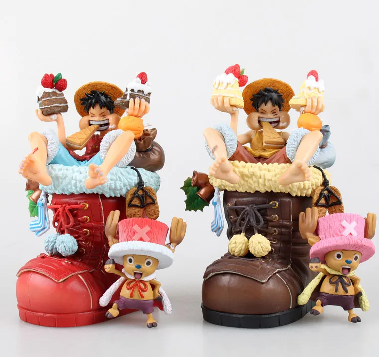 Anime One Piece Christmas Boots Monkey D Luffy Tony Chopper PVC Action Figures Model Toys for Gifts 11cm | Игрушки и хобби