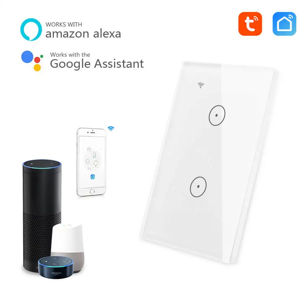 WiFi Smart Wall Light Interruptor Switch Touch Panel Wireless 1/2/3 Gang Remote Control Timer work with Alexa Google Assistant