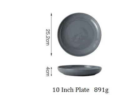1 шт., японский стиль, керамические западные блюда для бифштекса, тарелка, посуда, Европейское простое блюдо, домашнее блюдо, суп, лапша, обеденная миска - Цвет: 10 InDeep Gray Plate