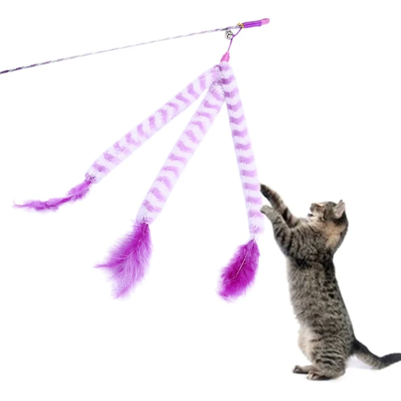 1 шт. Pet Cat Rod Tease игрушка палочка игрушки с перьями кошки интерактивные игрушки для упражнений