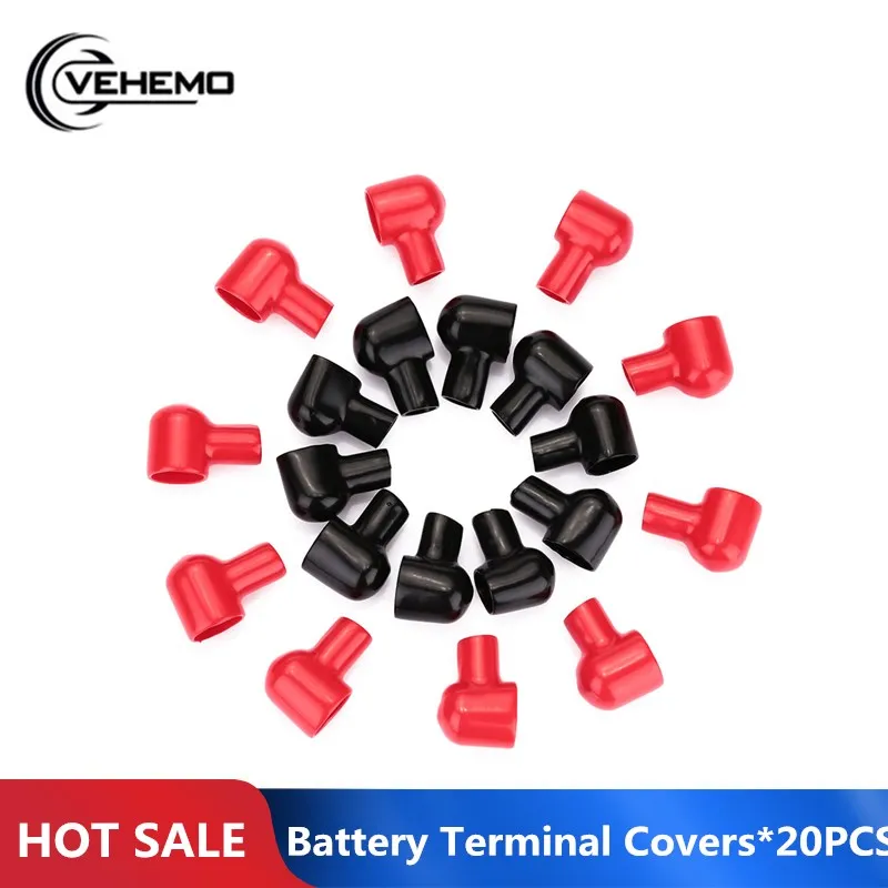 

20Pcs Terminal Boots Round Black Red Battery Insulating Covers Rubber Tool