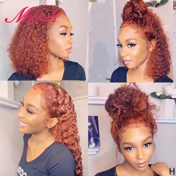 

Ginger Orange Colored Curly Human Hair Wigs For Women 150 Density Brazilian Remy Honey Blonde 13x6 Lace Front Human Hair Wigs