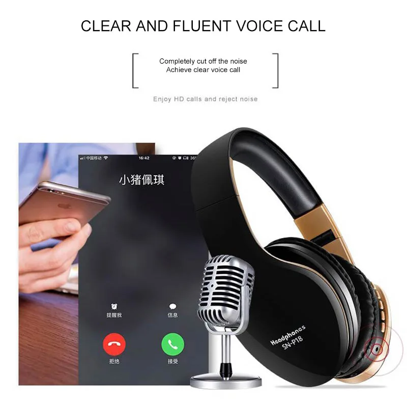 PunnkFunnk Wireless Headphones V5 0 EDR Bluetooth Headset For Mobile Phone Mp3 Foldable Stereo Noise Reduction Gaming Earphones