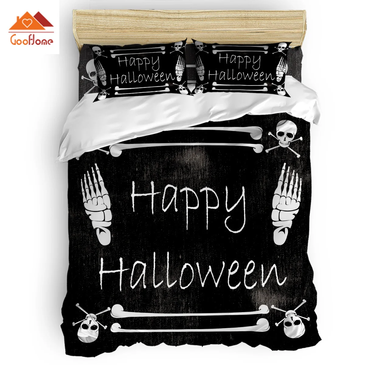 

Happy Halloween Duvet Cover Set Vintage Floral Art Design Collection of 3/4pcs Bedding Set Bed Sheet Pillowcases Cover Set