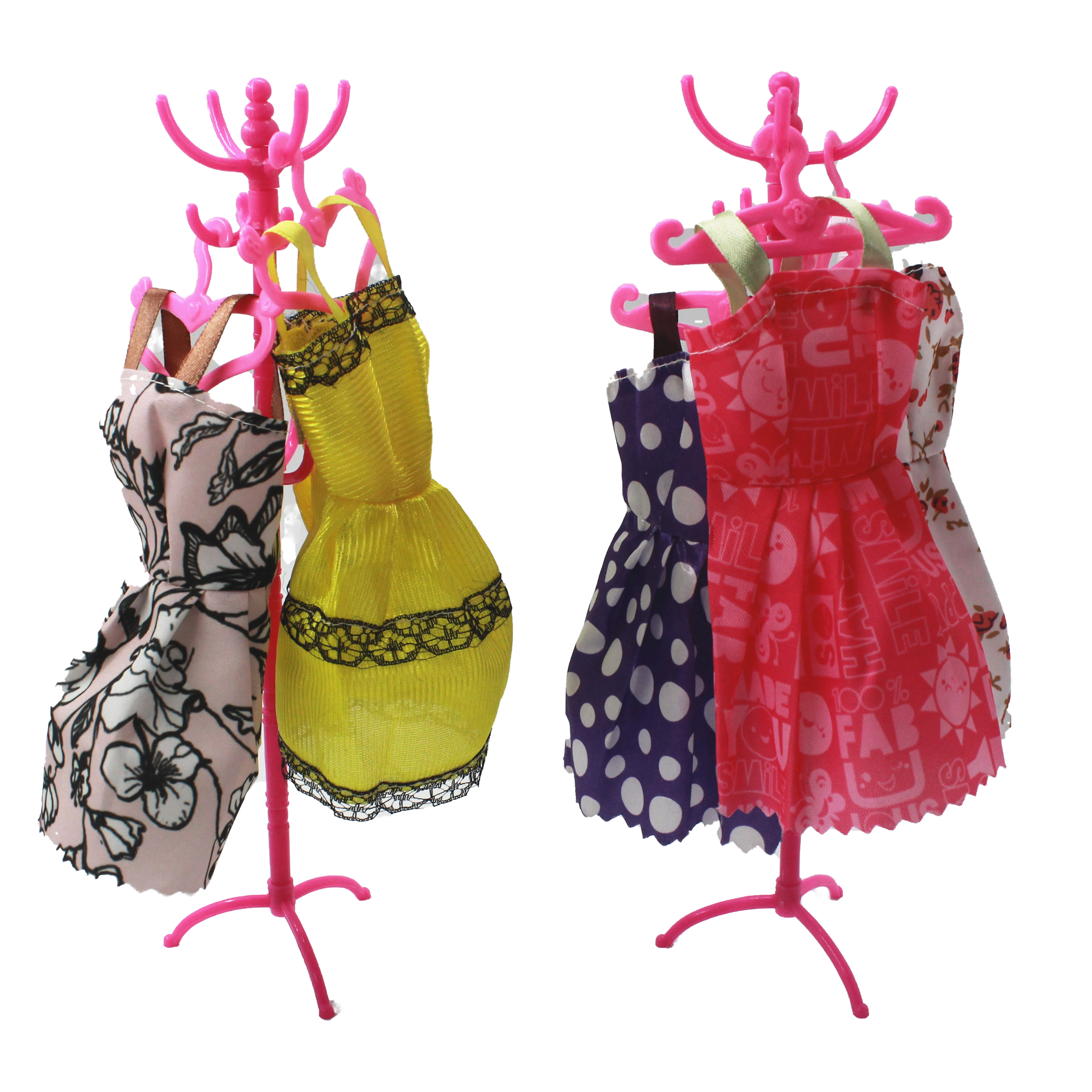 PinkSetMixHangersCoatRackAccessoriesForBarbieClothesDress