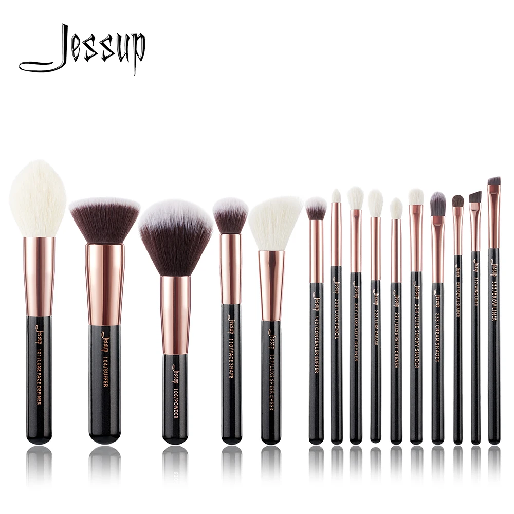 

Jessup Rose Gold/Black Professional Makeup Brushes Set Make up Brush Tools kit Foundation Powder Definer Shader Liner