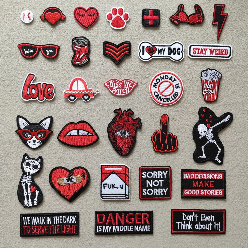 Cut Price (46 Different Styles can Choose) Red Lips Patches for Clothing Embroidered Appliques 4000905483291