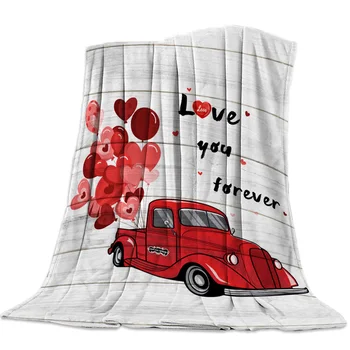 

Love Balloon Red Truck Throw Blanket Sofa Bed Throw Blanket Kid Adult Warm Blanket for Beds Coral Fleece Fabric