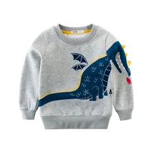 Детская одежда; сезон осень-зима; модный детский бархатный свитер с рисунком динозавра