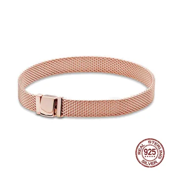 

JrSr new 100% 925 Sterling Silver Bracelet Reflexion Mesh Bracelet Reflexion Friendship Bangle for Women Luxury DIY Jewelry gift