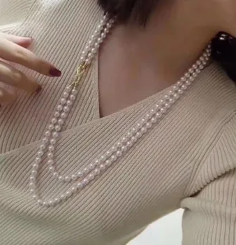 

8-9 mm real natural south sea round white pearl necklace 18"