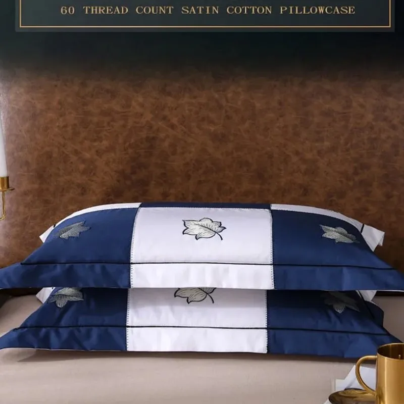 

Satin Cotton Pillowcase Summer Embroidery Single Pillowcase 48X74CM Adult Pillow Cover One Piece Zipper Pillow Case